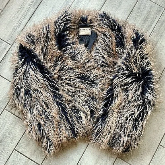 Free People Ombre All Night Faux Fur Jacket - NEW - Picture 7 of 14